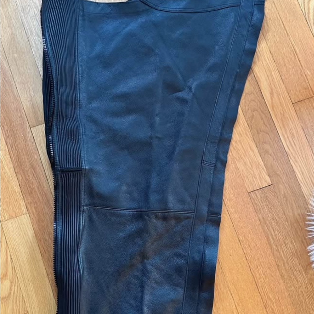Black Leather Equestrian Chaps